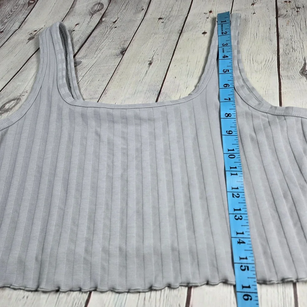 OFFLINE by Aerie OG Original Ribbed Crop Tank Top Grey‎ Large 7967001811